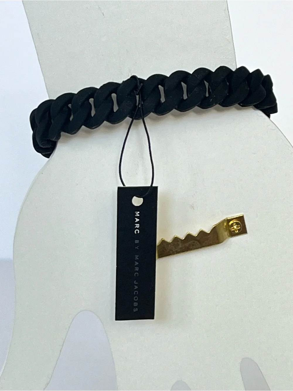 Marc Jacobs Standard Supply Black Rubber Chain Link Stretch Bracelet